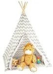 Relaxdays Tipi Zelt Kinder Wei&szlig;,Grau