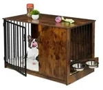 Relaxdays Hundek&auml;fig f&uuml;r Zuhause 2 drehbare N&auml;pfe Dunkelbraun,Schwarz,Silber