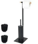 Relaxdays WC-Garnitur Bambus und Stahl Hellbraun,Schwarz