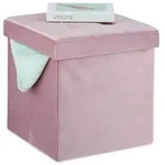 Relaxdays Rosa Hocker aus Samt Rosa