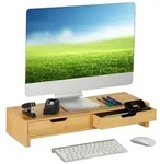 Relaxdays Monitorst&auml;nder f&uuml;r 2 Monitore Hellbraun