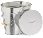 Relaxdays Verzinkter Ascheeimer mit Deckel Hellbraun,Silber