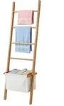 Relaxdays Handtuchleiter mit W&auml;schekorb Beige,Hellbraun