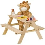 Relaxdays Kindersitzgarnitur aus Holz Hellbraun
