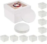 Relaxdays Tortenbox Set Sichtfenster & Cakeboards Wei&szlig;,Transparent
