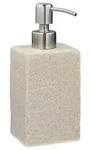 Relaxdays 2x Seifenspender Steinoptik eckig, Sand Creme,Silber