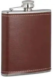 Relaxdays Flachmann 200ml mit Kunstleder Braun,Silber