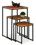 Relaxdays Beistelltisch 3er Set Braun,Schwarz