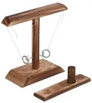 Relaxdays Trinkspiel Haken und Ring Hellbraun,Silber
