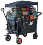 Relaxdays Faltbarer Bollerwagen mit Dach Dunkelblau,Schwarz