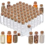 Relaxdays 144 x Mini Glasflaschen mit Korken Hellbraun,Transparent