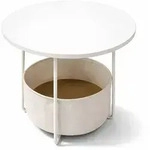 Relaxdays Runder Beistelltisch mit Korb Beige,Creme
