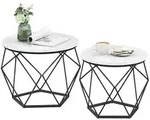 Relaxdays Couchtisch 2er Set Wei&szlig;,Schwarz
