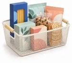Relaxdays Drahtkorb mit Holzgriffen Creme,Hellbraun