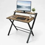 Relaxdays Klappbarer Schreibtisch Monitoraufsatz Braun,Schwarz