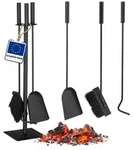Relaxdays Kaminbesteck 4-teilig schwarz Schwarz