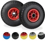 Relaxdays 2er Sackkarrenrad Set Kunststofffelge Rot,Schwarz