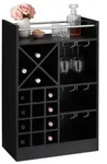Relaxdays Gro&szlig;es Weinregal mit Weinglashalter Schwarz,Silber