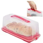 Relaxdays Eckige Kuchenbox Rot,Transparent