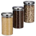 Relaxdays Vorratsglas 3er Set je 1 Liter Silber,Transparent