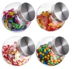 Relaxdays Bonbongl&auml;ser 4er Set 1,5 L Silber,Transparent