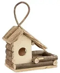 Relaxdays Dekoratives Vogelhaus zum Aufh&auml;ngen Braun,Hellbraun