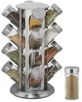 Relaxdays Gew&uuml;rzkarussell mit 16 Gl&auml;sern Silber,Transparent