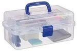 Relaxdays Aufbewahrungsbox mit 9 F&auml;chern Blau,Transparent