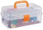 Relaxdays Aufbewahrungsbox mit 9 F&auml;chern Orange,Transparent