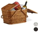 Relaxdays Picknickkorb mit Deckel Hellbraun