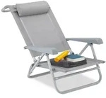Relaxdays Klappbarer Liegestuhl mit Nackenkissen Grau