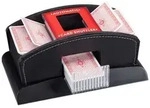 Relaxdays Kartenmischer elektrisch Leder 2 Decks Rot,Schwarz,Transparent