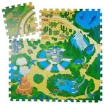 Relaxdays Puzzlematte Dinosaurier Blau,Gr&uuml;n,Hellbraun