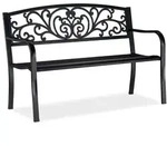 Relaxdays Gartenbank Metall Ornamente Schwarz