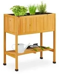 Relaxdays Hochbeet aus Holz Orange,Schwarz