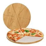 Relaxdays Pizzabrett Bambus 2er Set mit Backpapier Wei&szlig;,Hellbraun