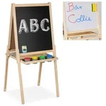 Relaxdays 2 in 1 Kindertafel mit Zubeh&ouml;r Hellbraun,Schwarz