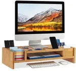 Relaxdays Monitorst&auml;nder mit Stauf&auml;chern Hellbraun
