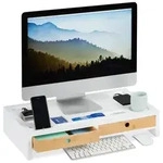 Relaxdays Monitorst&auml;nder Organizer XL Wei&szlig;,Hellbraun