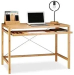 Relaxdays Computertisch Holz mit Tastaturauszug Hellbraun,Schwarz