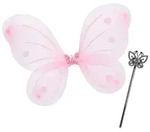Relaxdays Feenfl&uuml;gel mit Zauberstab Wei&szlig;,Rosa,Silber