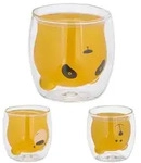 Relaxdays Doppelwandige Gl&auml;ser 3 B&auml;ren Schwarz,Transparent