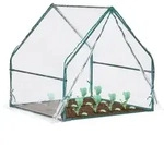 Relaxdays Folienfr&uuml;hbeet PVC mit T&uuml;r Dunkelgr&uuml;n,Transparent