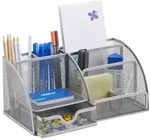 Relaxdays Schreibtischorganizer 6 Ablagen Metall Silber