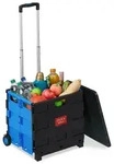 Relaxdays Klappbarer Einkaufstrolley Blau,Schwarz,Silber
