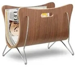 Relaxdays Zeitungsst&auml;nder aus Holz braun gebogen Braun,Silber
