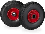 Relaxdays Sackkarrenrad Vollgummi im 2er Set Rot,Schwarz