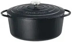 K&Uuml;CHENPROFI Bratentopf oval Gusseisen mit Deckel 7 l 33x12,9cm schwarz