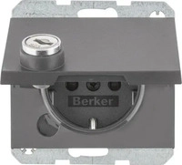 Berker 47637006, Berker SCHUKO-Steckdose anth/mt 47637006