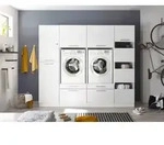 Waschmaschinenschrank Trockner Schrank W&auml;scheschrank 235 cm Wei&szlig; Clara Respekta